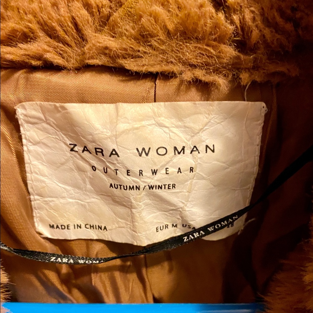 Zara Faux Fur Coat Brown - Picture 4 of 5